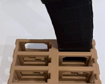 AR-15 / M4 Magazine Holder - 6 Slot Mag Rack | 3D Printed Stand for AR Magazines