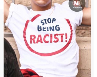 Camiseta "Deja de ser racista" del Departamento de Galería / Camiseta con gráficos de ropa urbana / Camiseta de estilo retro vintage