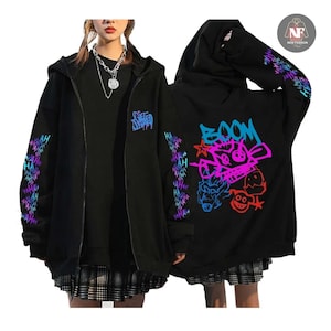 Arcane Jinx Unisex Oversize Zipper Hoodie | League of Legends Graphic Pullover | Anime Gift Sweatshirt