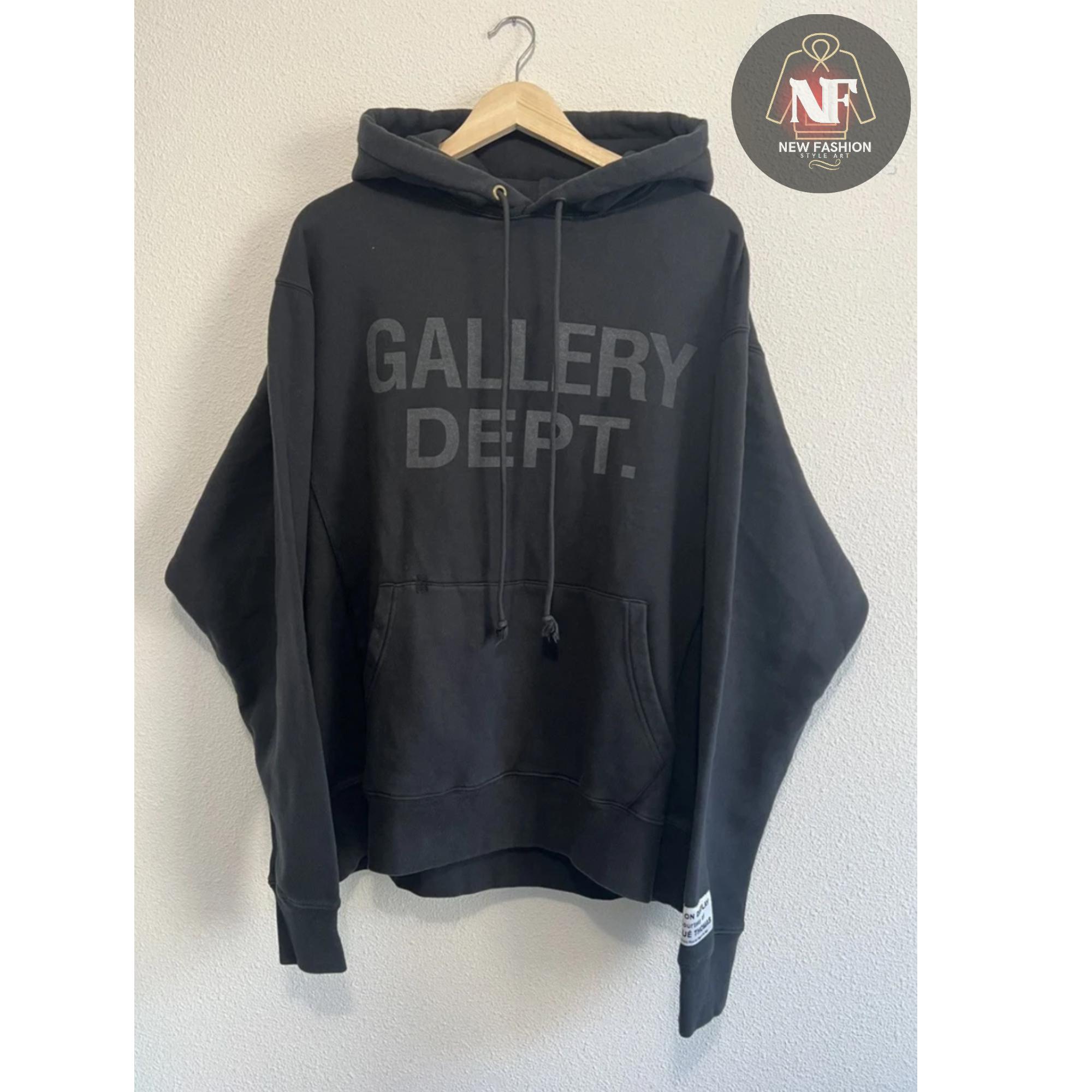 Gallery Dept Black Hoodie | Fleece Pullover With Bold Logo