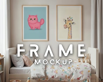 Twin Frame Mockup: Kunst für Kinderzimmer (PSD & JPG Download)