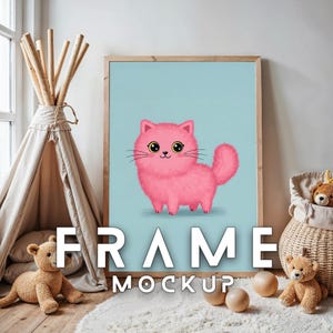 Boho Nursery Frame Mockup with Toys | Kids Room Poster PSD & JPG | Nursery Frame Mockup Frames | Nursery Wall Poster | Poster Shop Mockup