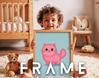 Baby Holding Frame Mockup: Nursery Art Display (PSD & JPG Digital Download