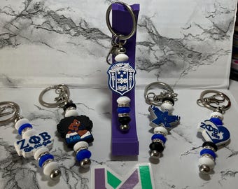 Blue & White Sorority-Inspired Keychain | Greek-Style Gift | Sisterhood Accessory