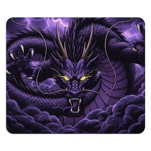 Manga Dragon Mouse Pad: Gaming Desk Mat, Fantasy Art Print