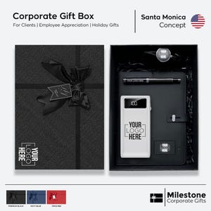 Set de regalo personalizado con portafolios inteligente, caja de regalo de lujo con cargador portátil personalizado, caja de regalo navideña, caja de regalo premium para clientes.