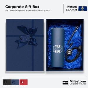 M-51, Personalized Corporate Holiday Box Gift Box, Company Logo Gift Box, Branded Company Logo Gift Box, Client Appreciation Gift Box