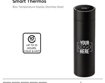 Personalized Smart Temperature Display Thermos, Custom Corporate Gift, Promotional Branding, New Year Gift, Client & Employee Appreciation