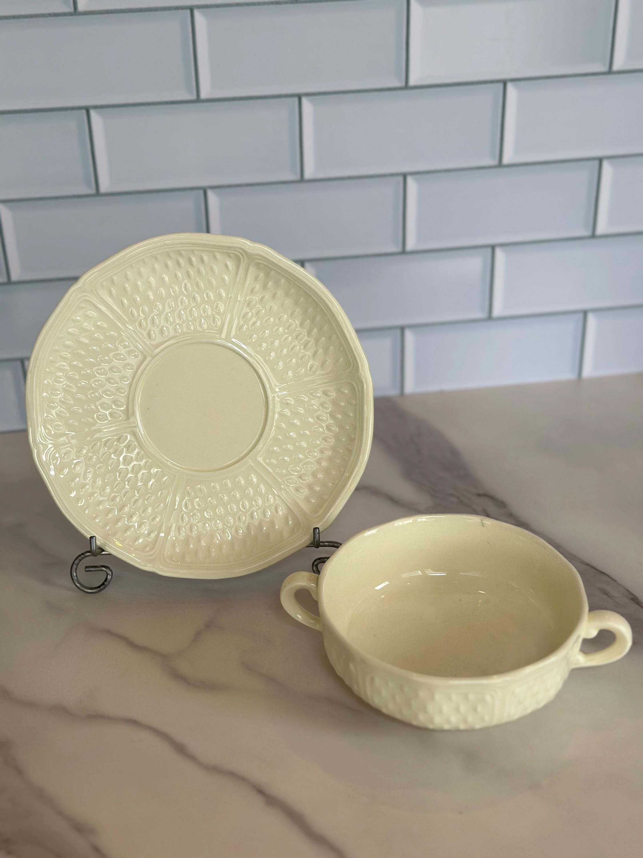 8月末まで_フランスアンティークジアン Gien Pont AuxChoux Gien Rinceaux ジアン ランソー 平皿 ディナー φ23.8cm フランス