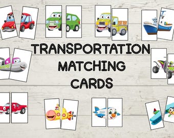 Transportation Matching – 36 Printable Vehicle Cards – Fun Learning Game for Preschool and Kindergarten