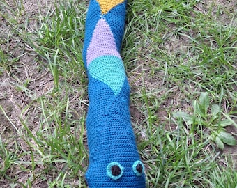 Crochet Snake Draught Excluder – Handmade Animal Door Stop, Acrylic Yarn Home Decor