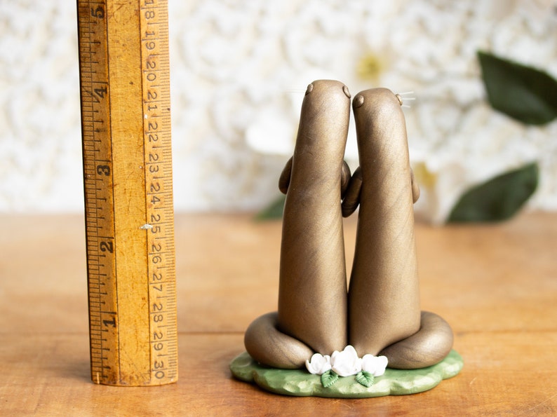 River Otter Wedding Cake Topper Non-binary Wedding Cake Topper Handmade Otter Sculpture image 9