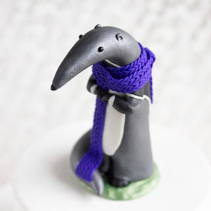 Anteater Wearing a Purple Scarf - Giant Anteater Figurine by Bonjour Puopette