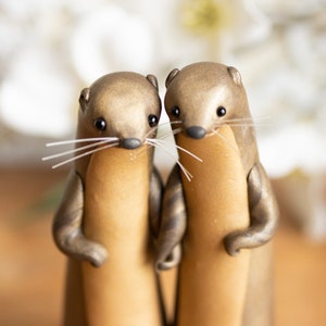 River Otter Wedding Cake Topper Non-binary Wedding Cake Topper Handmade Otter Sculpture image 8