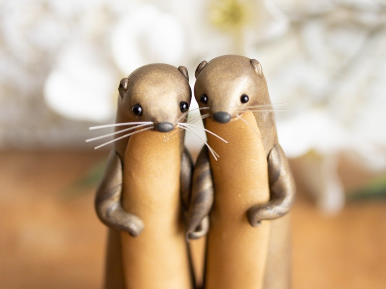 River Otter Wedding Cake Topper Non-binary Wedding Cake Topper Handmade Otter Sculpture image 8