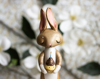 Bunny Rabbit Figurine - Bunny Rabbit Birthday Cake Topper