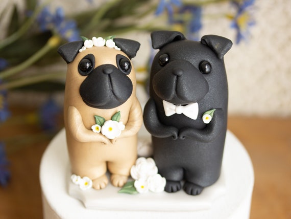 Pug Wedding Cake Topper by Bonjour Poupette