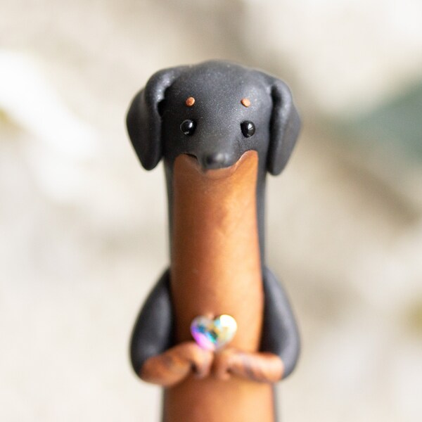 Dachshund with a Heart - Dachshund Figurine by Bonjour Poupette