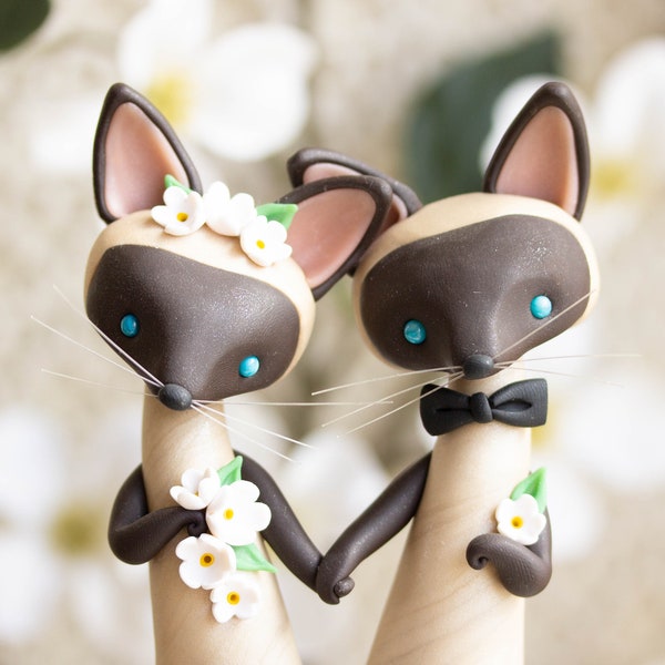 Topper de pastel de boda siamés gato