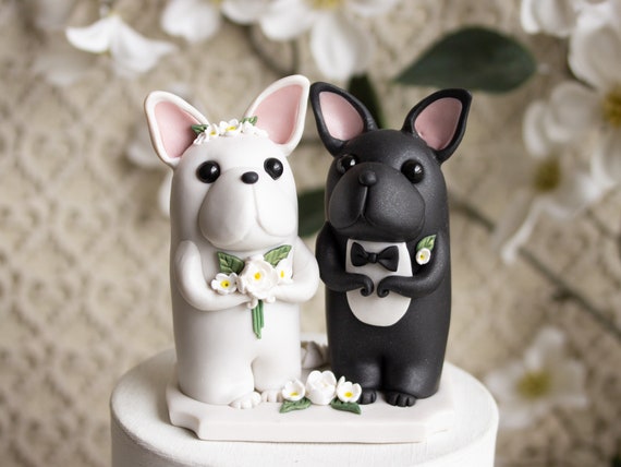 French Bulldog Wedding Cake Topper - Frenchie Wedding by Bonjour Poupette