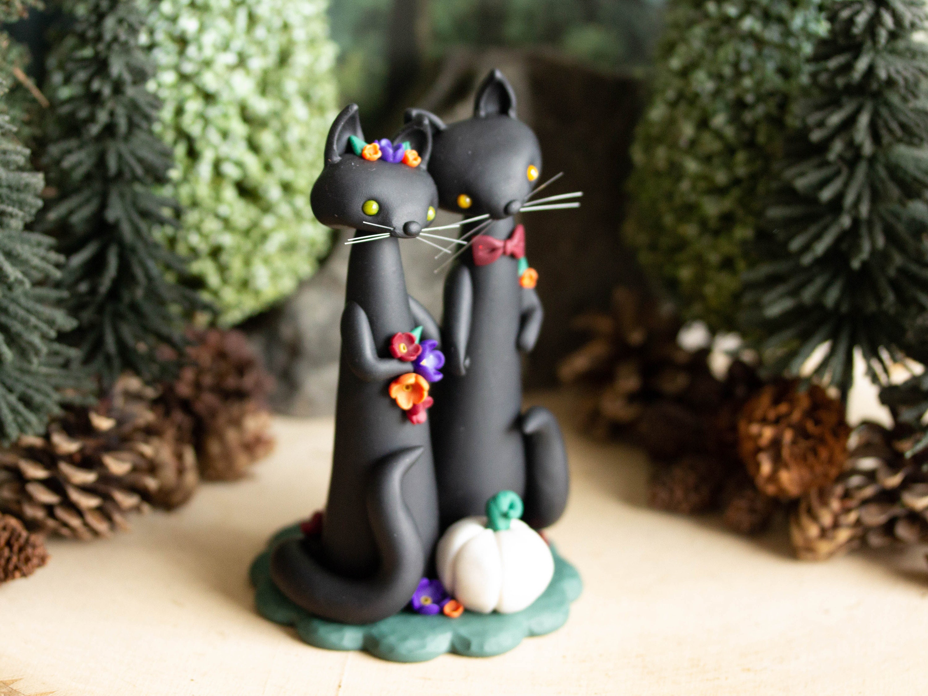 Halloween Wedding Cake Topper Black Cat Wedding by