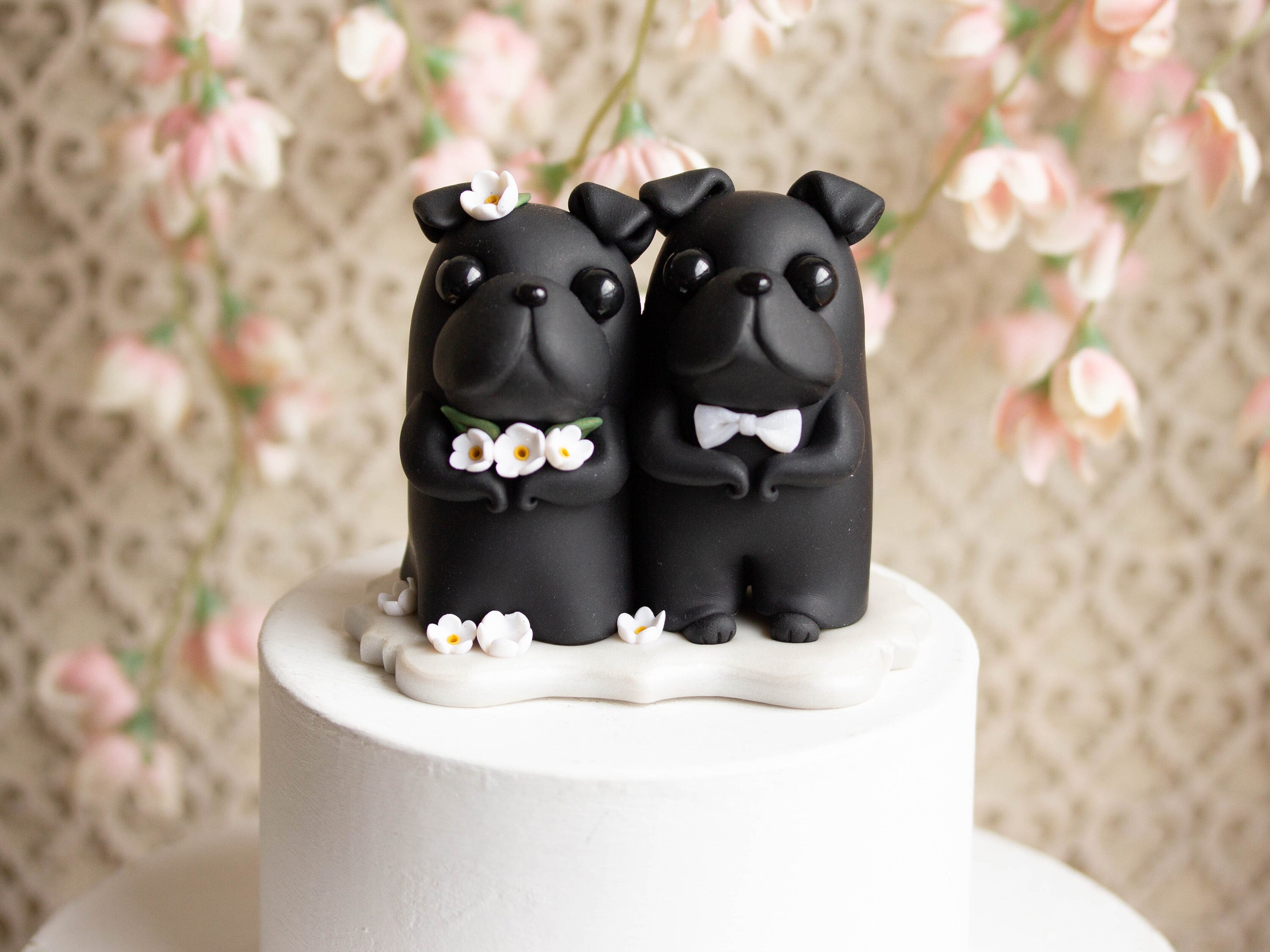 Black Pug Wedding Cake Topper Black Pug Wedding Cake Topper