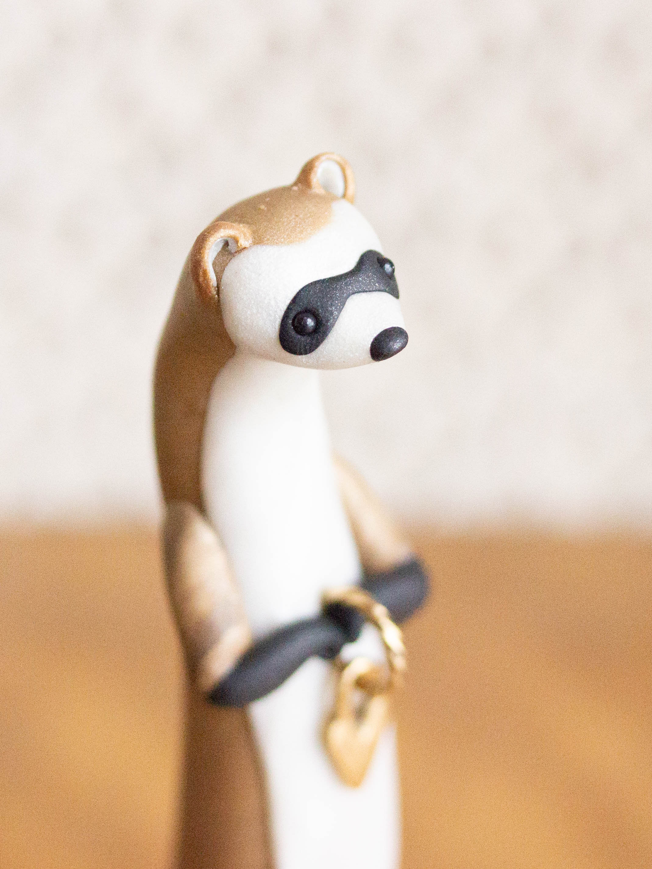 Ferret Figurine Ferret Carrying a Heart BlackFooted Ferret Sculpture