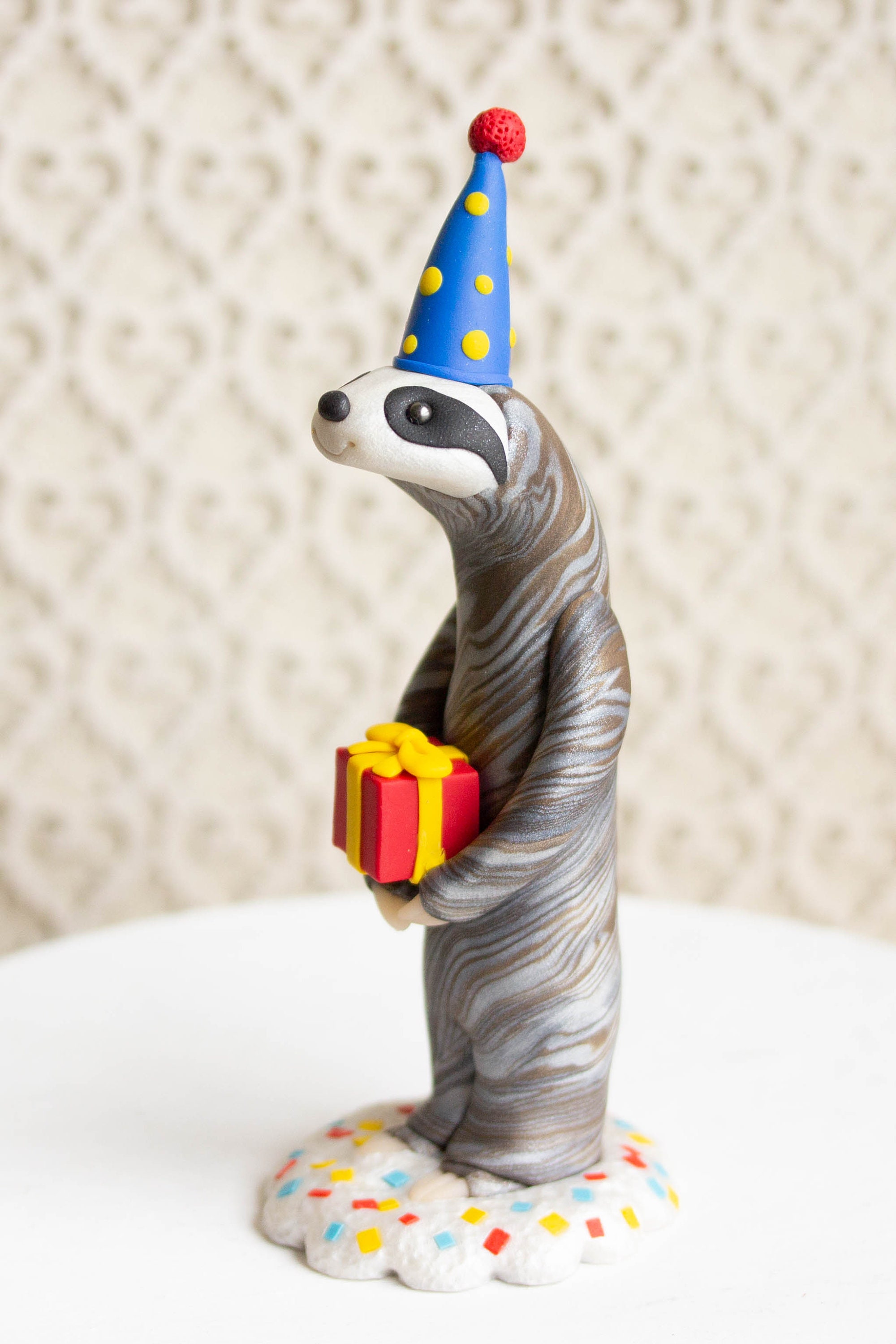 Sloth Birthday Cake Topper Sloth Figurine Sloth Sculpture