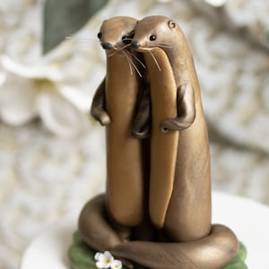 River Otter Wedding Cake Topper Non-binary Wedding Cake Topper Handmade Otter Sculpture image 5