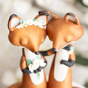 Wishing Foxes - Red Fox Wedding Cake Topper - Handmade Red Fox Sculpture