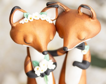 Wishing Foxes - Red Fox Wedding Cake Topper - Handmade Red Fox Sculpture