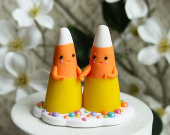 Candy Corn Love - Halloween Wedding Cake Topper