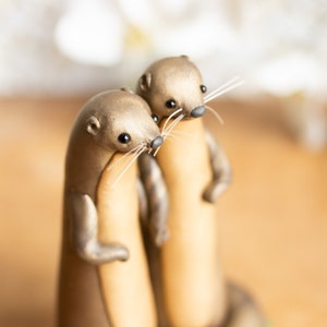 River Otter Wedding Cake Topper Non-binary Wedding Cake Topper Handmade Otter Sculpture image 4