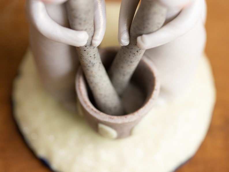 Year of the Rabbit Sculpture Lunar Hares Pounding Rice Together Lunar New Year Centerpiece image 8