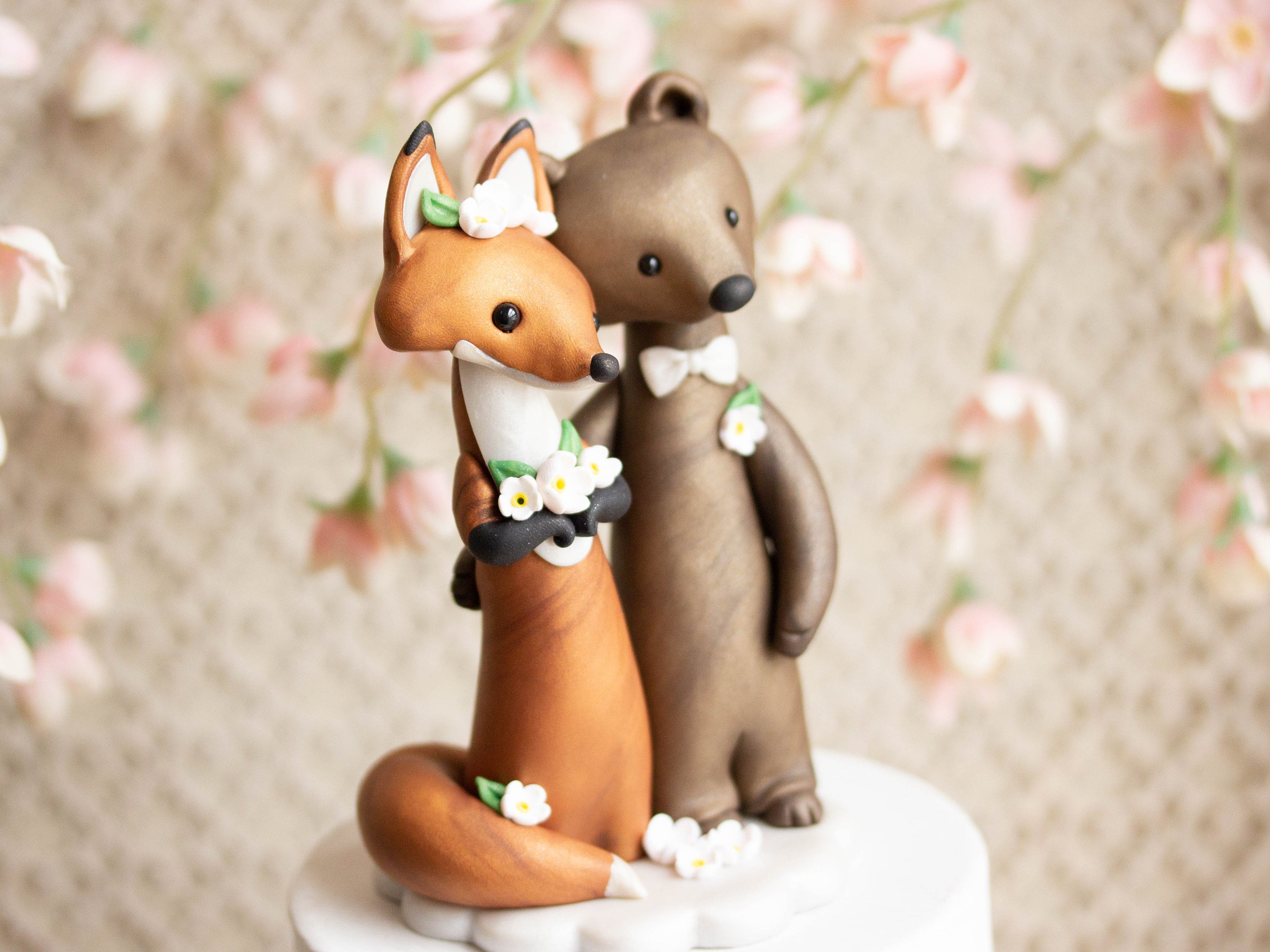 Fox and Bear Wedding Cake Topper - Red Fox and Brown Bear Sculpture by ...