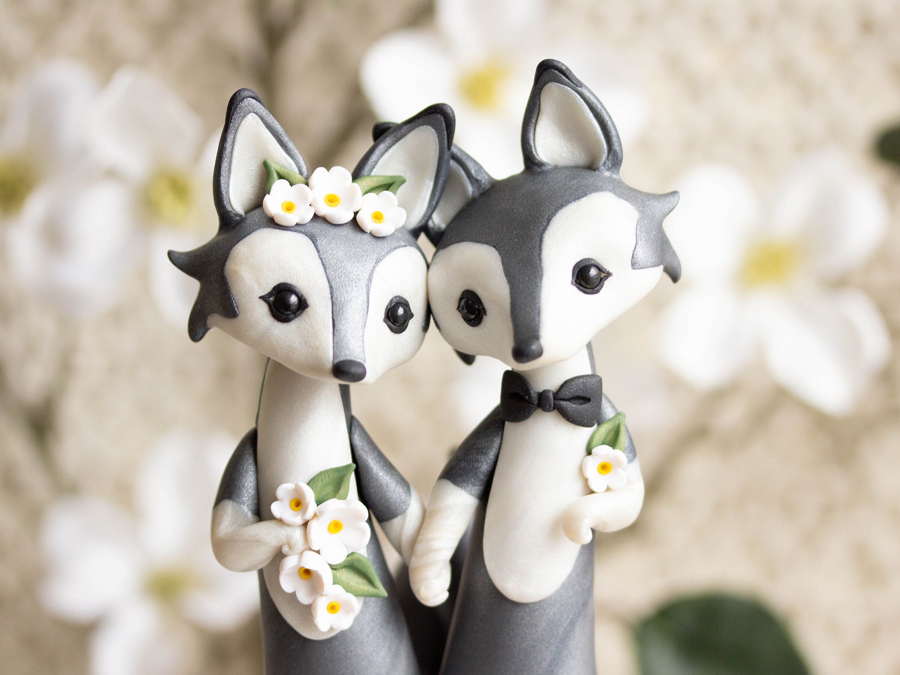 Gray Wolf Wedding Cake Topper Wolves in Love