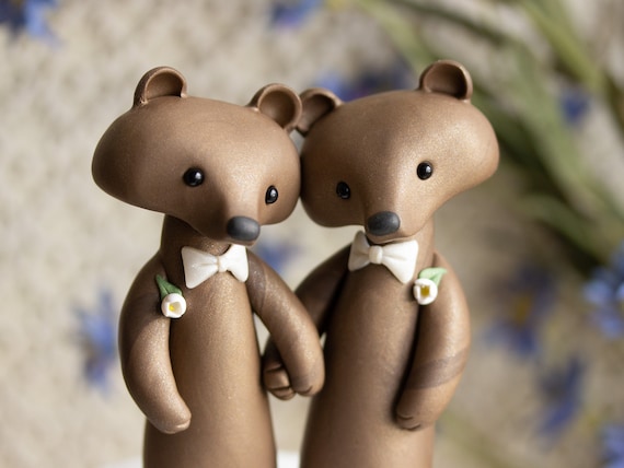Bear Grooms - Brown Bear Wedding - Gay Wedding Cake Topper