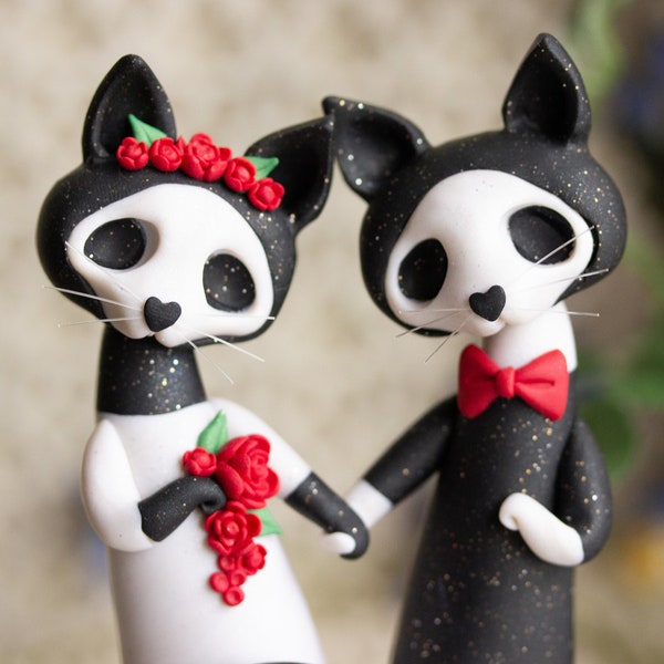 Calavera Cat Wedding Cake Topper - Gatitos de los Muertos - Day of the Dead Cats