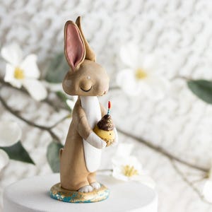 Bunny Rabbit Figurine - Bunny Rabbit Birthday Cake Topper