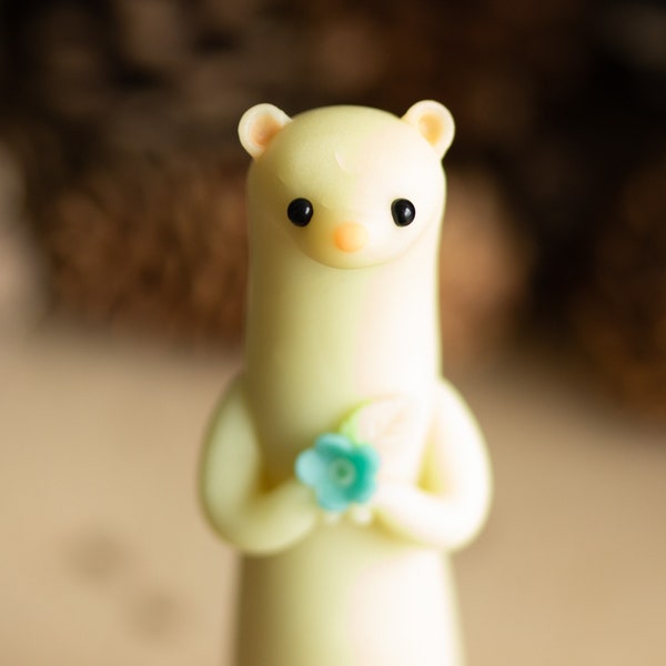 Weasel Lunette - Glow in the Dark Weasel Beeldje - Moonglow Weasel door Bonjour Poupette