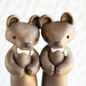 Bear Grooms - Brown Bear Wedding - Gay Wedding Cake Topper