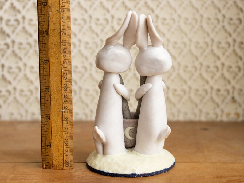 Year of the Rabbit Sculpture Lunar Hares Pounding Rice Together Lunar New Year Centerpiece image 10