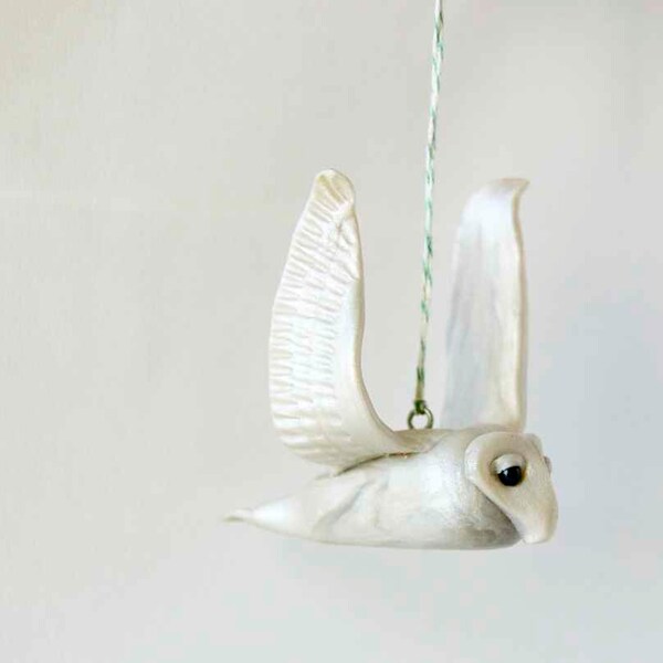 Owl Ornament Barn Owl Figurine by Bonjour Poupette