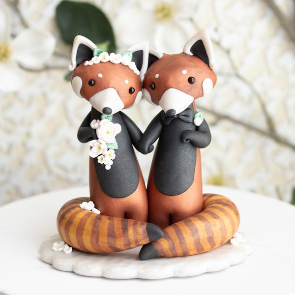 Red Panda Wedding Cake Topper