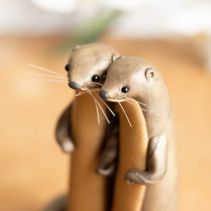 River Otter Wedding Cake Topper Non-binary Wedding Cake Topper Handmade Otter Sculpture image 6