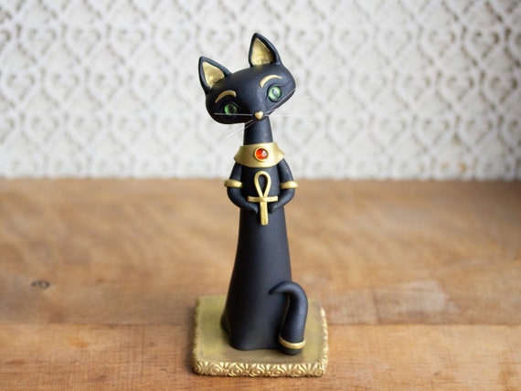 Bastet Sculpture - Bast Cat Goddess Figurine by Bonjour Poupette