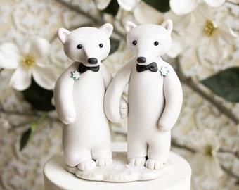 Polar Bear Grooms - Polar Bear Wedding - Gay Wedding Cake Topper