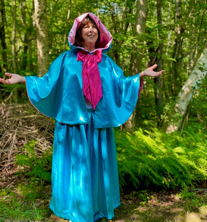 Teal Satin Fairygodmother  24 Cape or Skirt & Cape Set image 1