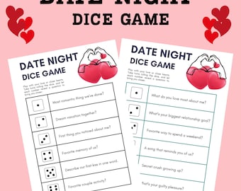 Juego de dados para una cita romántica en pareja: actividad imprimible (descarga digital)