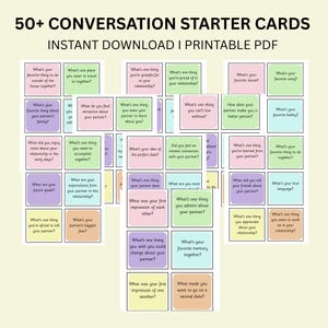 Cartões para iniciar conversas de casais – Perguntas românticas para dois, Jogo íntimo para casais para encontros noturnos, Cartões para conversas imprimíveis para casais